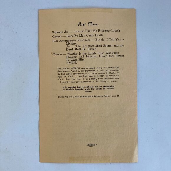 Vintage 1948 University of North Dakota Handel's Messiah Music Orchestra Program - Picture 4 of 4